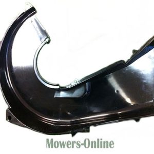 Lawn mower deck chute deflector assembly