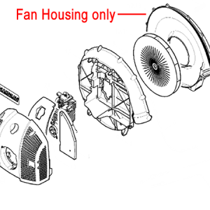 Exploded view diagram of fan housing components