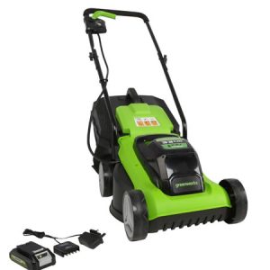 Cordless electric lawn mower with battery and charger