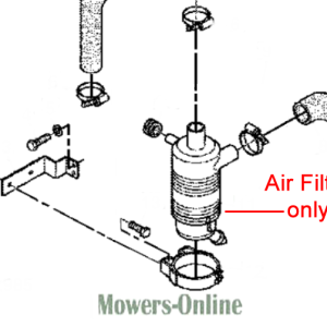 Air filter assembly diagram for lawn mower engine