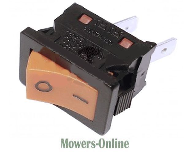 P - Mowers Online Rocker switch with orange paddle and black housing