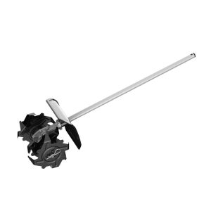 Garden tiller attachment with long shaft handle