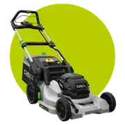 Self-propelled lawn mower with handles and wheels