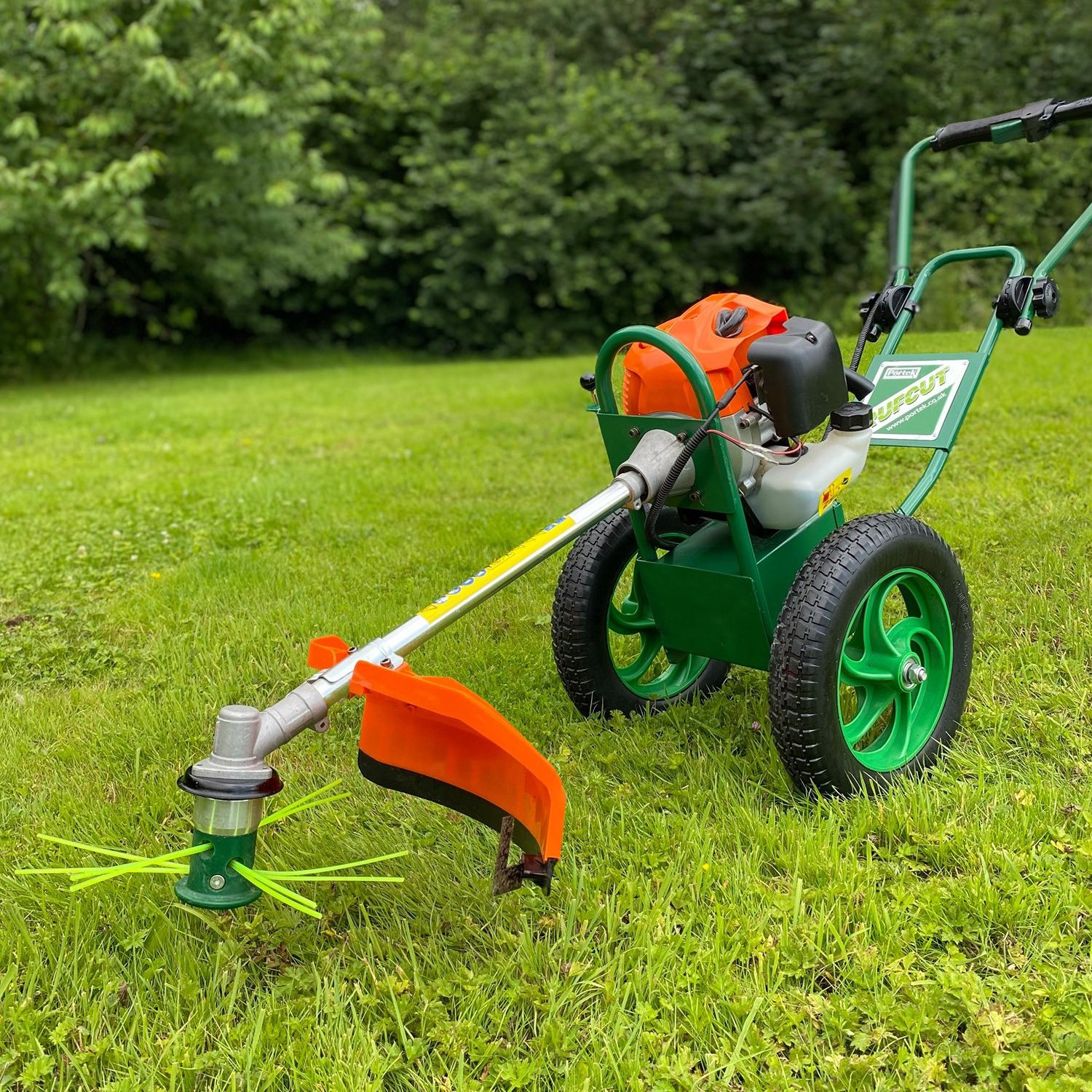 Rufcut-Wheeled-Strimmer-with-PS6-Head - Mowers Online Wheeled string trimmer with PS6 cutting head