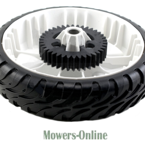 Lawn mower wheel with gear assembly