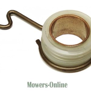 Lawn mower engine pulley with spring