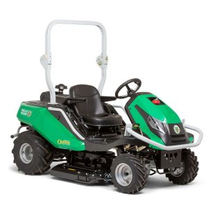 Green riding lawn mower with canopy roof