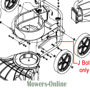 Lawn mower wheel assembly diagram with J bolt