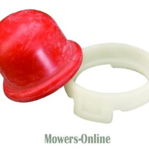 Red fuel cap and white collar ring assembly