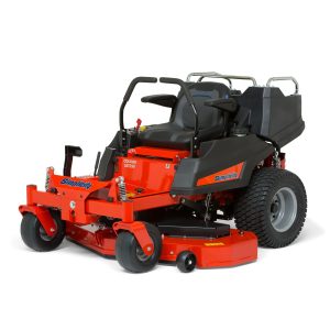 Red zero-turn radius commercial lawn mower