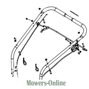 Lawn mower handle and frame assembly diagram