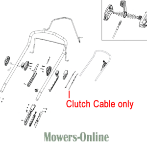 Clutch cable assembly diagram for lawn mower