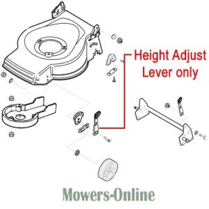 Lawn mower height adjustment lever parts diagram