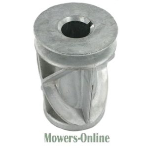 Lawn mower engine pulley with belt groove