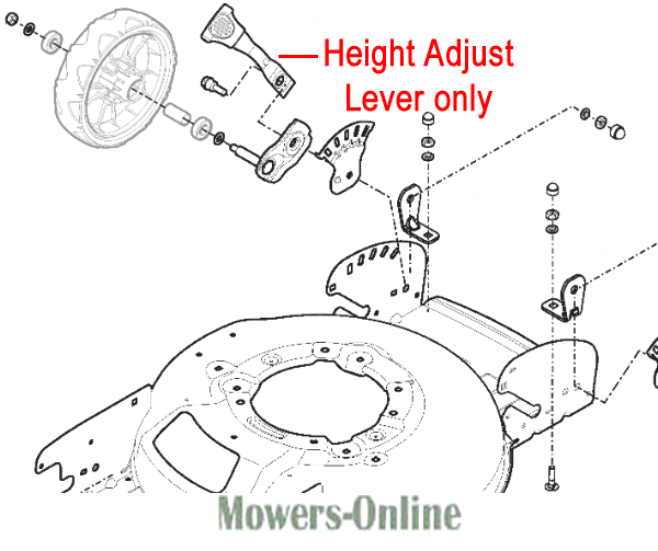 bx0ehks4d4x.png - Mowers Online Lawn mower height adjust lever assembly diagram