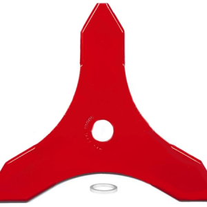 Red three-pronged mower deck spindle housing
