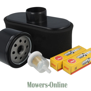 Lawn mower maintenance kit with filter and spark plugs