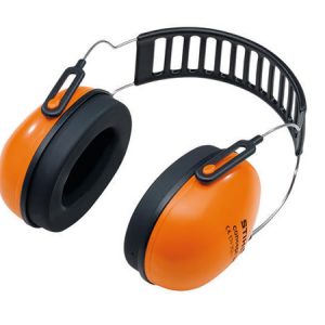 Orange and black ear protection headphones