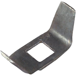 Metal bracket with rectangular cutout and bent tabs
