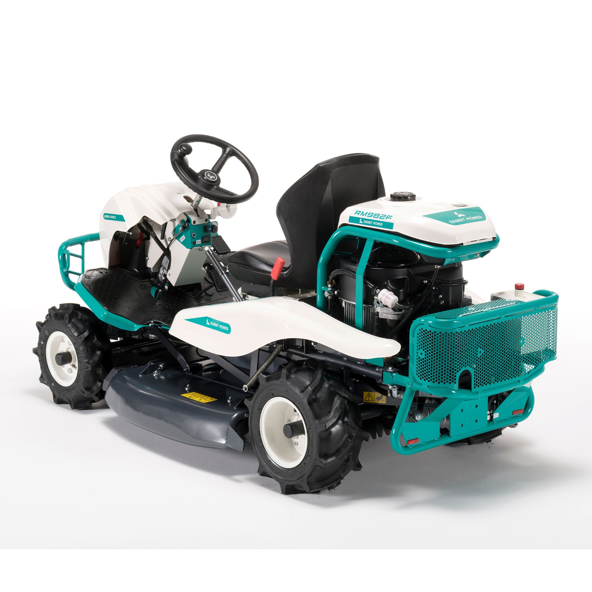 ch5mdfyxc3i.jpg - Mowers Online Turquoise and white ride-on lawn mower with bagger