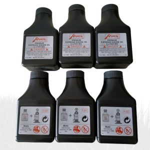 Six bottles of engine oil for lawn mowers