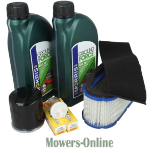 Lawn mower maintenance kit with oil and filters