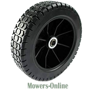 Pneumatic wheel with black plastic rim