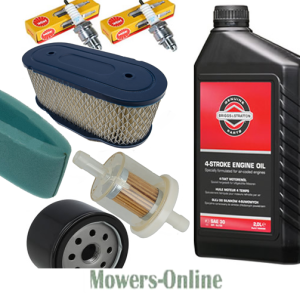 Lawn mower maintenance kit with oil and filters