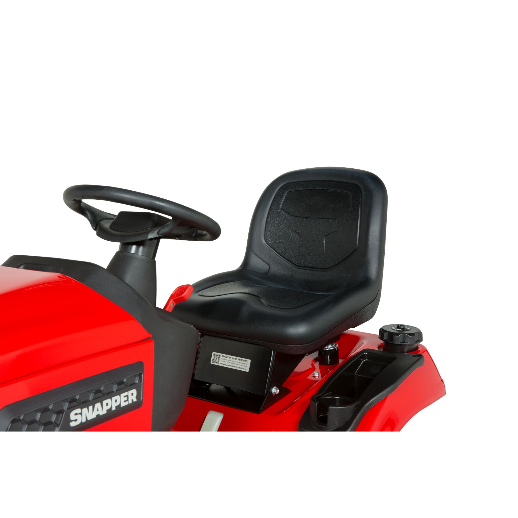 d2xkjr3fmzo.jpg - Mowers Online Snapper red riding lawn mower seat and steering wheel