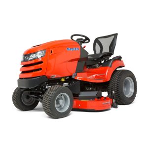 Red Craftsman riding lawn mower with deck