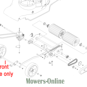Front axle assembly diagram for lawn mower