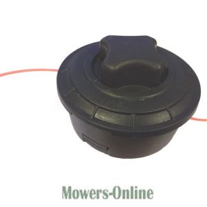 Grass trimmer head with dual line feeds