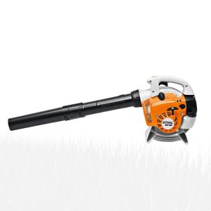 Handheld gas leaf blower with orange engine