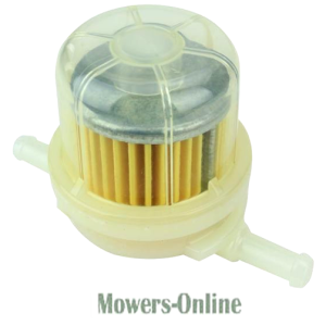 Inline fuel filter with yellow pleated cartridge