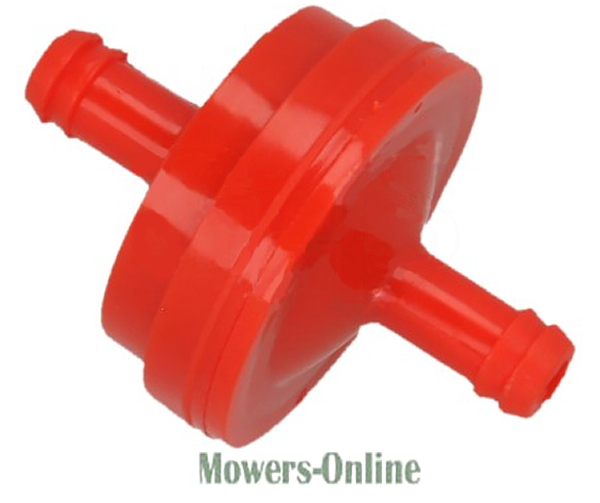 e0o5tdbsolx.png - Mowers Online Red fuel filter with barbed hose connectors