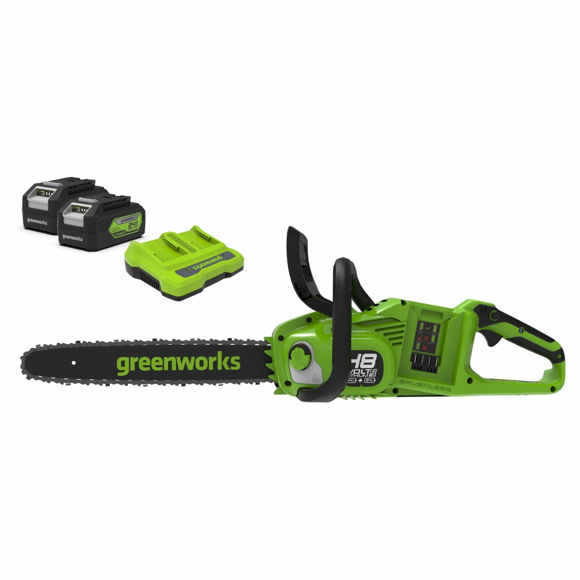 e2qesxpplyp.jpg - Mowers Online Greenworks chainsaw with two batteries and charger