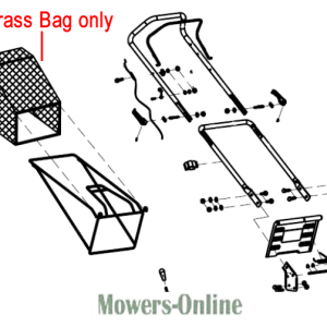Lawn mower grass bag and parts diagram