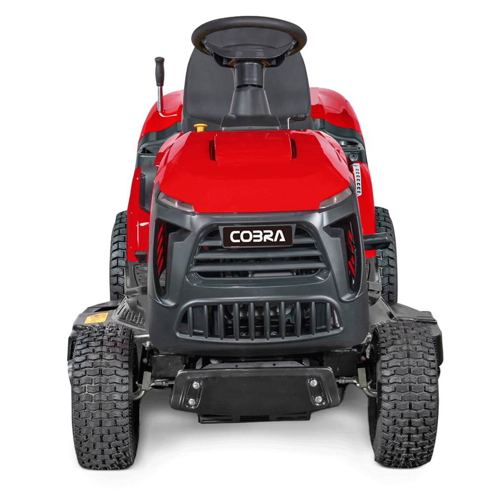 ece3lrzputf.png - Mowers Online Cobra red ride-on lawn mower, front view