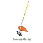 String trimmer with orange head and yellow shaft