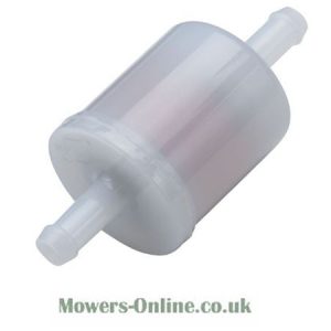 Inline fuel filter with barbed connectors