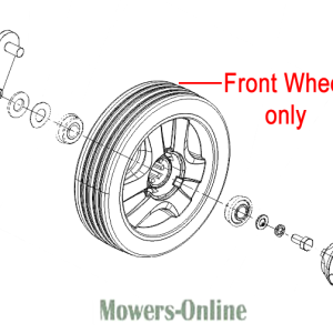 Front wheel assembly diagram for lawn mower