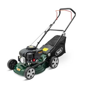 Petrol push lawn mower with grass collection bag