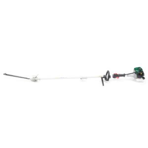 Hedge trimmer with dual handles and shaft extension