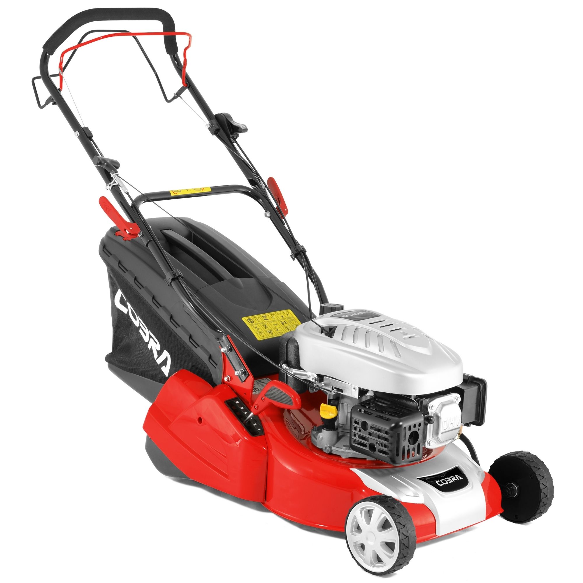 fbp2i2mtubr.jpg - Mowers Online Red and black push lawn mower with handles