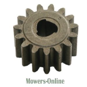 Lawn mower pinion gear with teeth