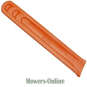 Orange lawn mower discharge chute deflector