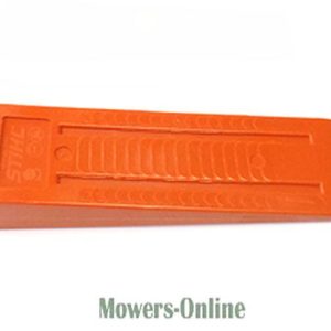 Orange plastic lawn mower deck cover