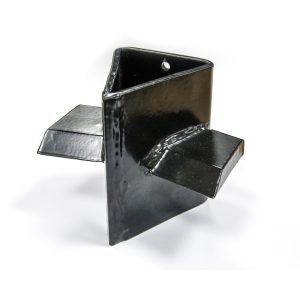 Metal post bracket with angled support feet.