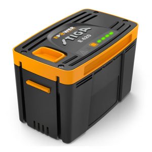Portable power station with orange and black casing