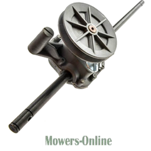 Lawn mower gearbox assembly with fan wheel